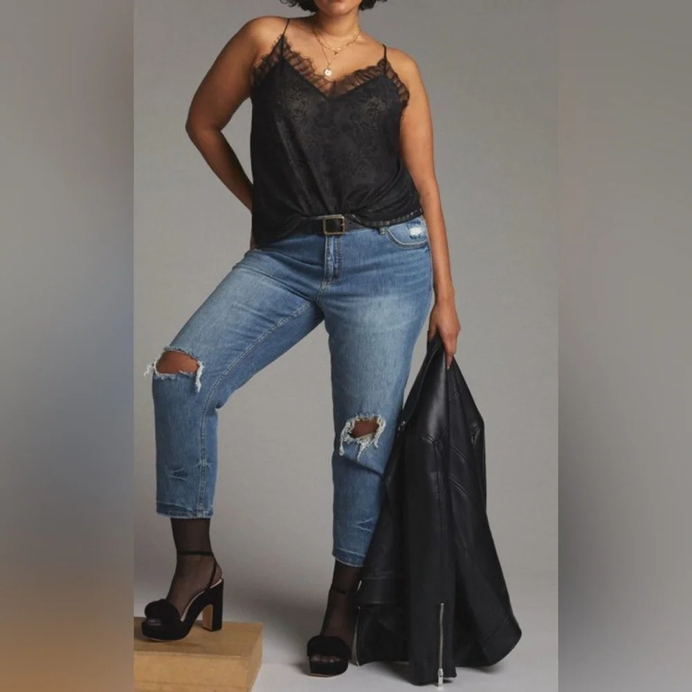 Wild Fable Black Silky Lace Trim Cami Top, XXL - Picture 5 of 5